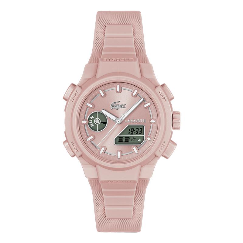 Lacoste L33 Series Quartz Movement Silicone Strap Pink Dial Watch 100 Meters Water Resistant Women watches 2001429 Pink
