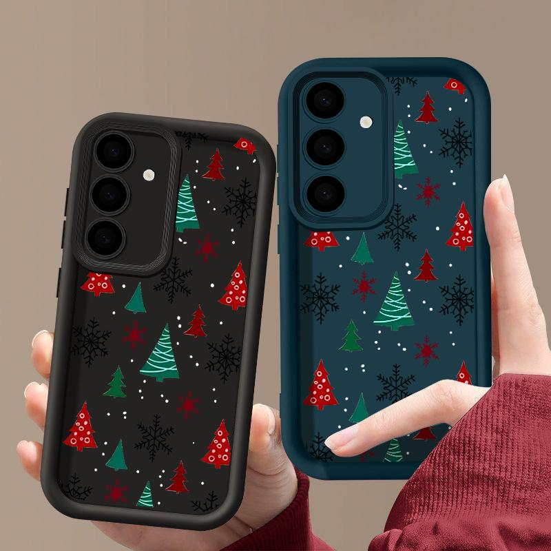 For Samsung Galaxy S25 Edge S24 Ultra S23 S22 Plus S21 FE A16 A26 A17 A35 A36 A54 A55 A56 5G Capa Christmas Tree Snowflake Case