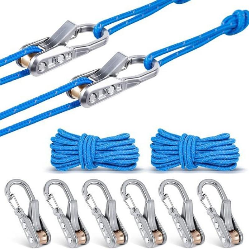 Heavy Duty Rope Tightening Tool with Non-Slip Roller Durable Rope Tensioner for Camping Hiking Tent Guyline Setup