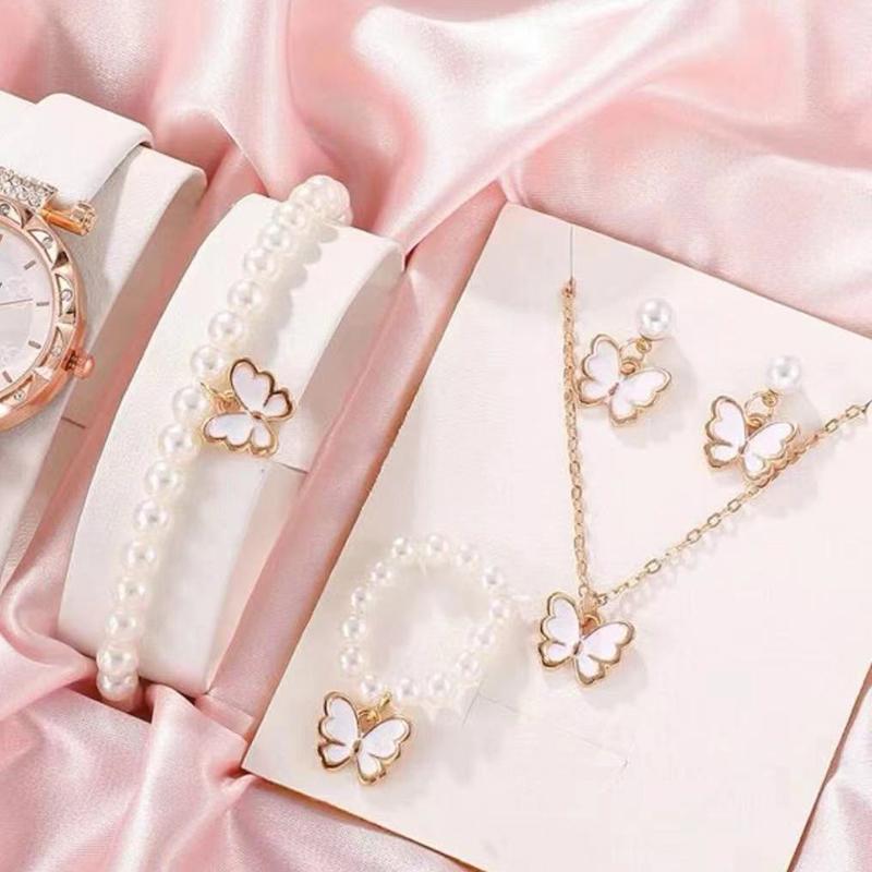 Popular Children'S Jewelry Set Dripping Butterfly Charm Pearl Bracelet Earrings Necklace Jewelry Women