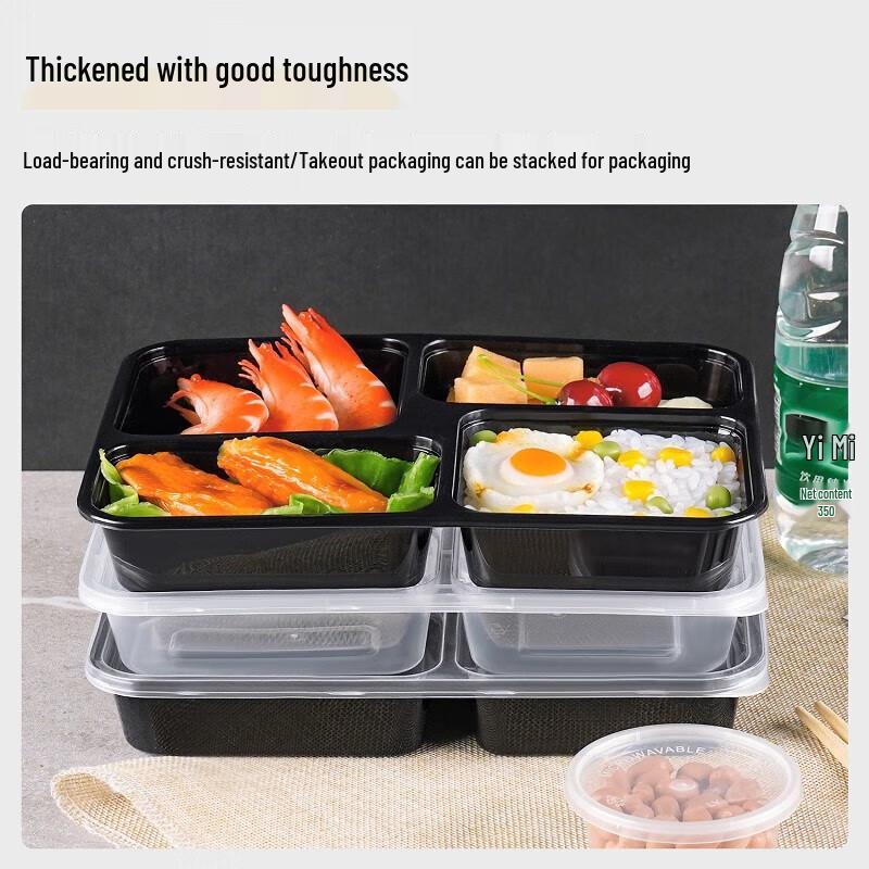 Disposable 3-Compartment Microwavable Food Containers