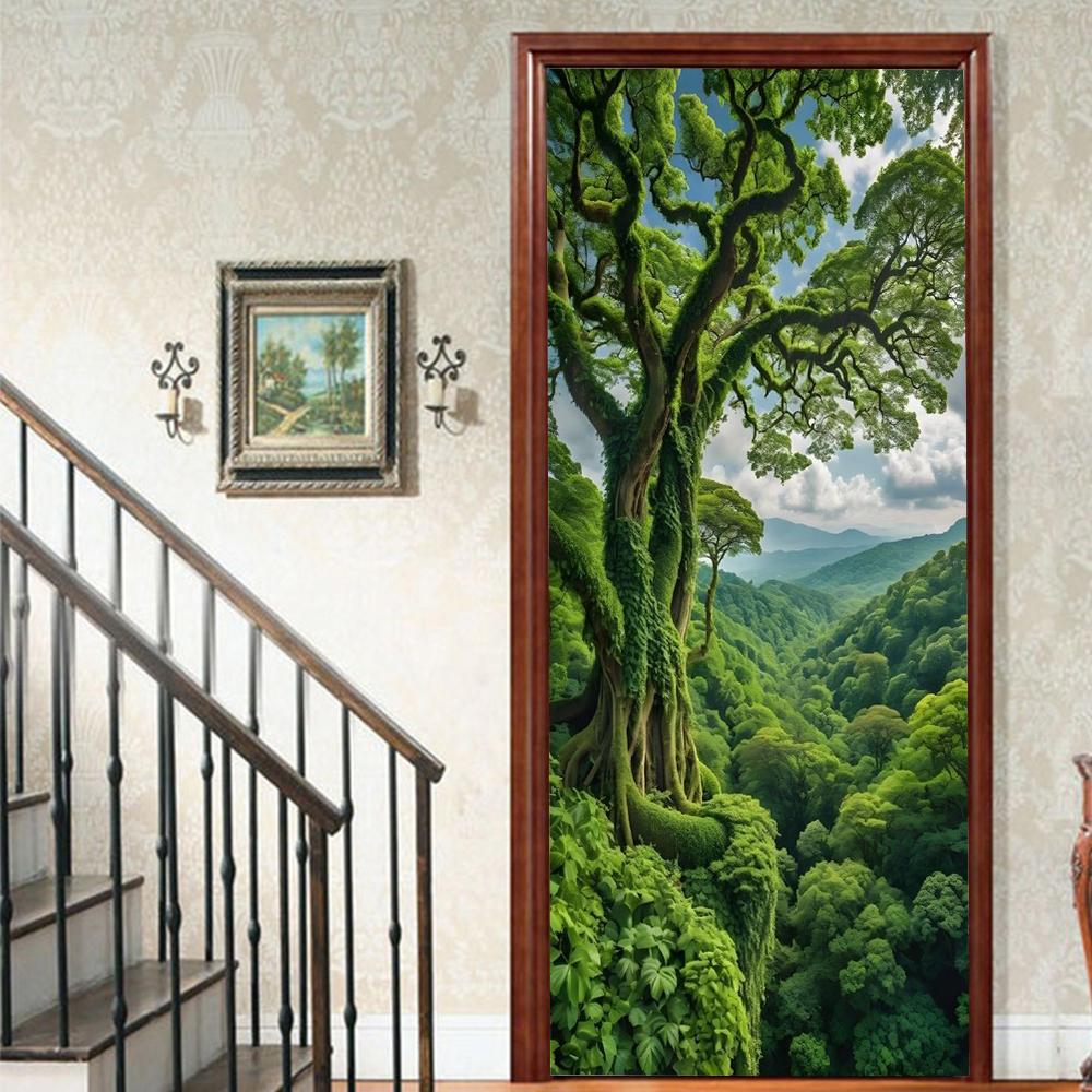 1Pcs landscape Vinyl Door Sticker For Bedroom Home Decor Self Adhesive Removable Wall Decal Door Renovation Waterproof Poster