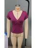 2025 Spring/Summer Women's Solid Color V-neck Slim-fit T-shirt, Short-sleeved European & American Style