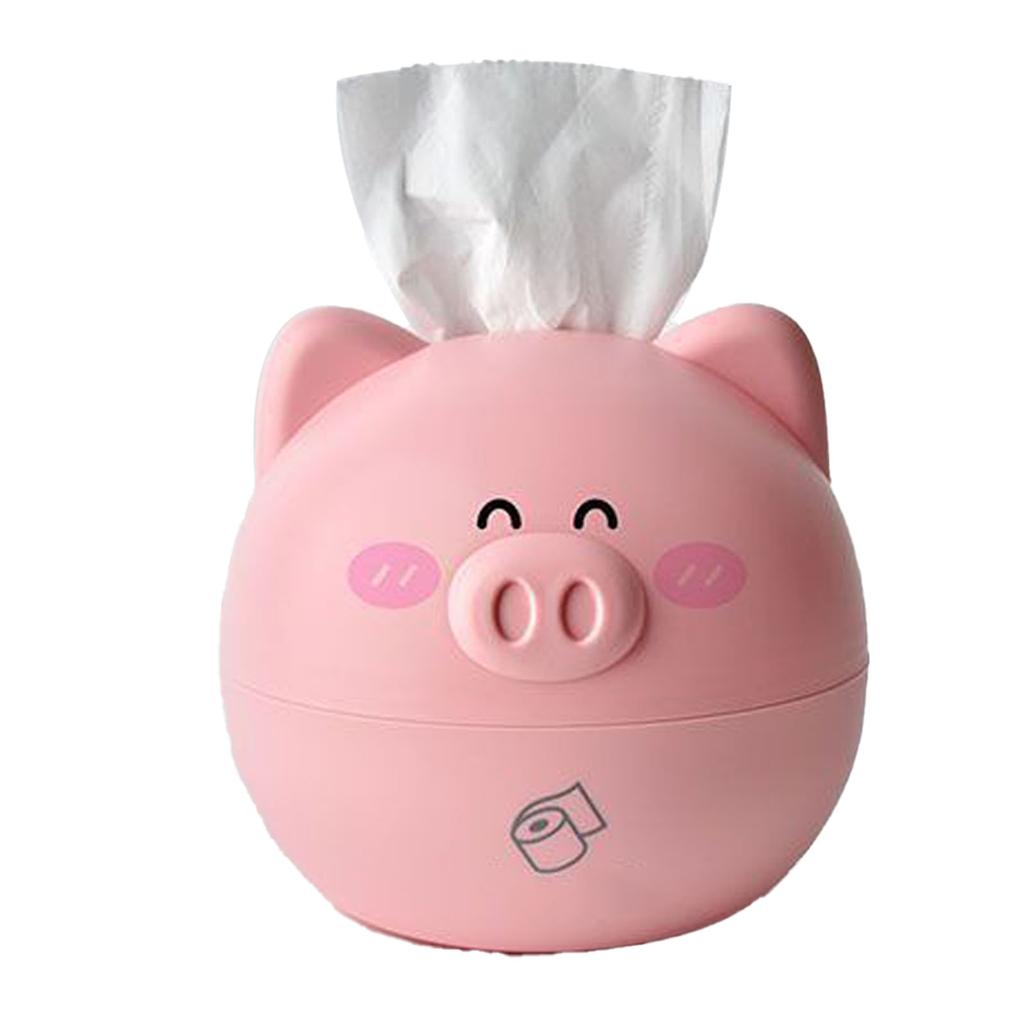 Cute Tissue Box Cover Decorative Animal Plastic Round Facial Tissue Holder for Bathroom Tabletop