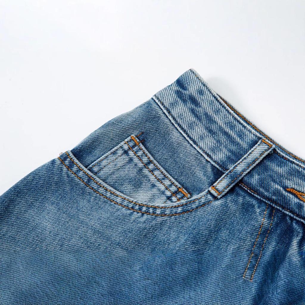 Summer 2025 Women's Blue High-Waisted Slimming A-Line Denim Shorts