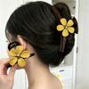 2Pcs Vintage Yellow Floral Duckbill Hair Clips, Non-slip Banana Vertical Clamp, Ponytail Fixing Hairpins, Elegant Daily Hair