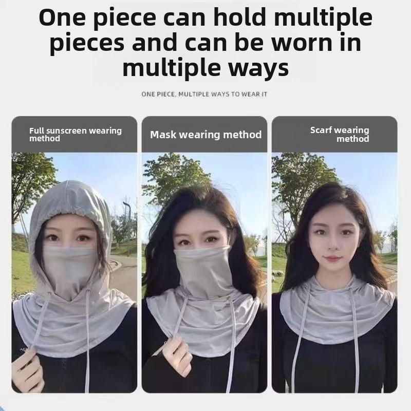 Masque facial unisexe, Chapeau, Protection intégrée du cou, Équipement de cyclisme pour visage entier, Couvre-chef, Écharpe en soie glacée