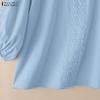 ZANZEA Women Casual Lace Crochet Splice Loose 3/4 Sleeve Blouse