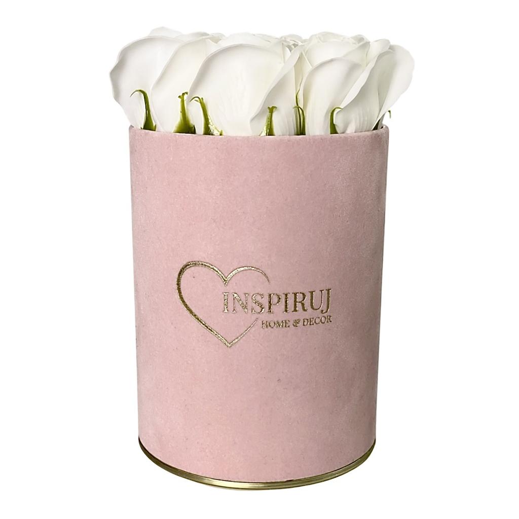 Flowerbox Inspiruj - Pink Box with Soap Roses - No. 19 White