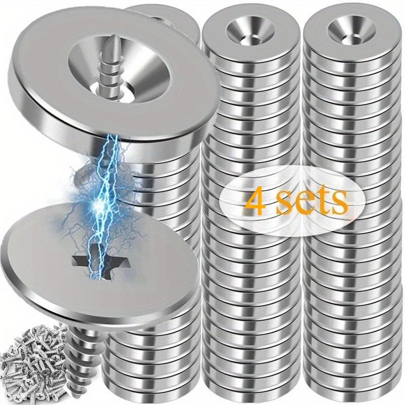 4/6er Set Schranktür-Magnetverschlüsse Runde Metall-Magnetverschlüsse für Kleiderschrank Versteckte Schließung Magnetischer Türfang-Schließer mit Schrauben