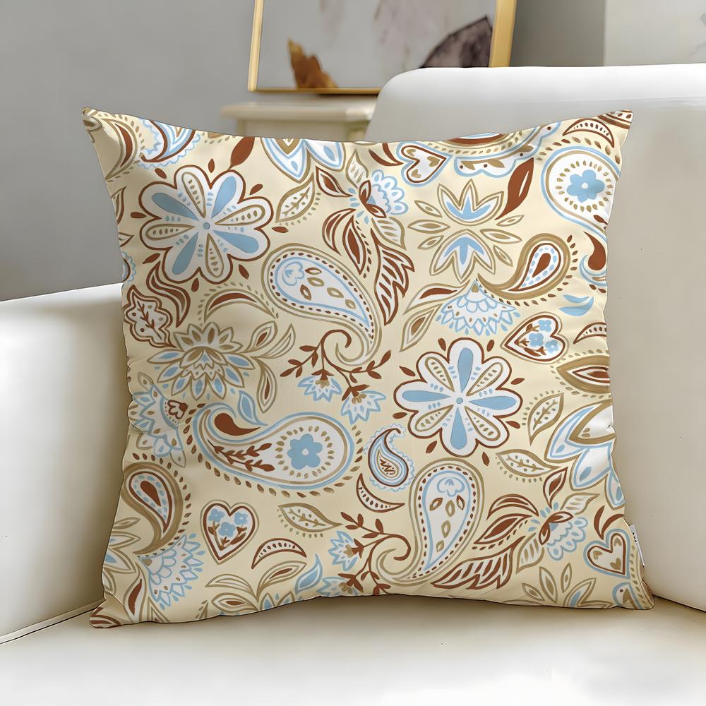 Paisley Pattern Cushion Cover Soft EasyWash Pillow Case Versatile for Couch Bed Travel and Office