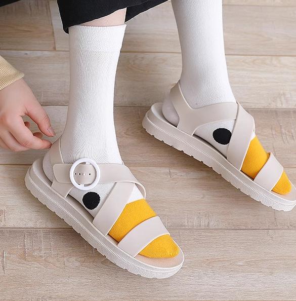 Meias de Cano Médio de Pato Fofo de Desenho Animado Algodão Penteado Absorvente de Suor Meias Sem Costura Tendência da Moda Meias de Cano Longo para Mulheres