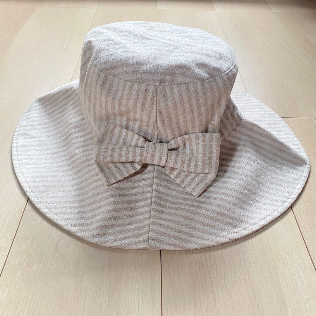 Used [Good condition] BEAMS striped hat with ribbon