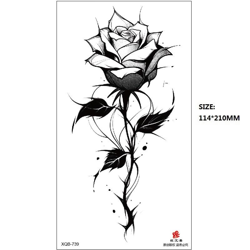 Emmy Black Series Butterfly Rose Flower Tattoo Sticker Set Water Transfer Paper