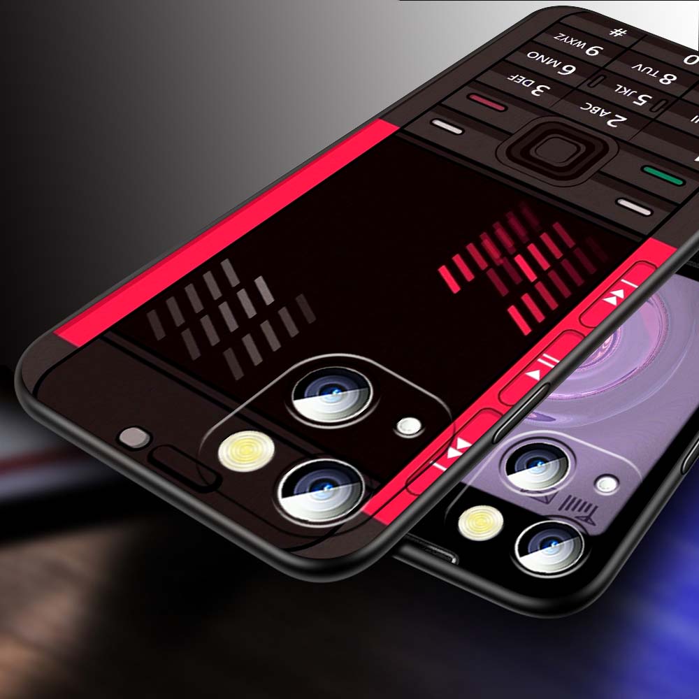 Luxury Vintage Phone Pattern Phone Case For Apple iPhone 17 16 16E 15 14 13 12 11 Pro Max Plus Black Soft Silicone
