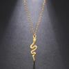 Lucktune New Goth Snake Pendant Necklace Stainless Steel Gold Color Animal Design Necklace for Women Fine Jewelry Choker Gifts