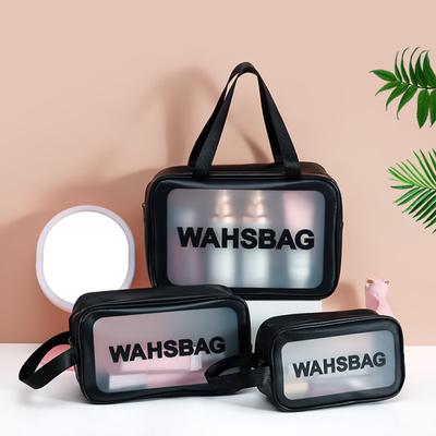 Transparente Make-up-Tasche, dreiteiliges Set, Kulturtasche, matt, halbtransparent, große Kapazität, Badetasche, tragbare Aufbewahrungstasche