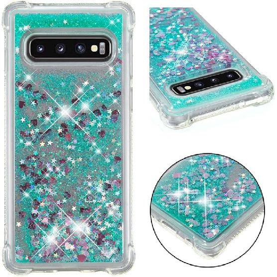 Compatible with Galaxy S10 Case, Bling Glitter Clear Case Floating Quicksand Shockproof Protective Sparkle Silicone Soft TPU Case for Samsung Galaxy
