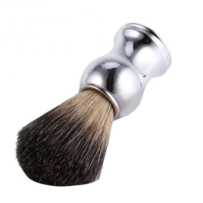 Fashionable Men's Shaving Brush for Facial Cleansing. Faux Badger Hair and Silver Plastic Handle