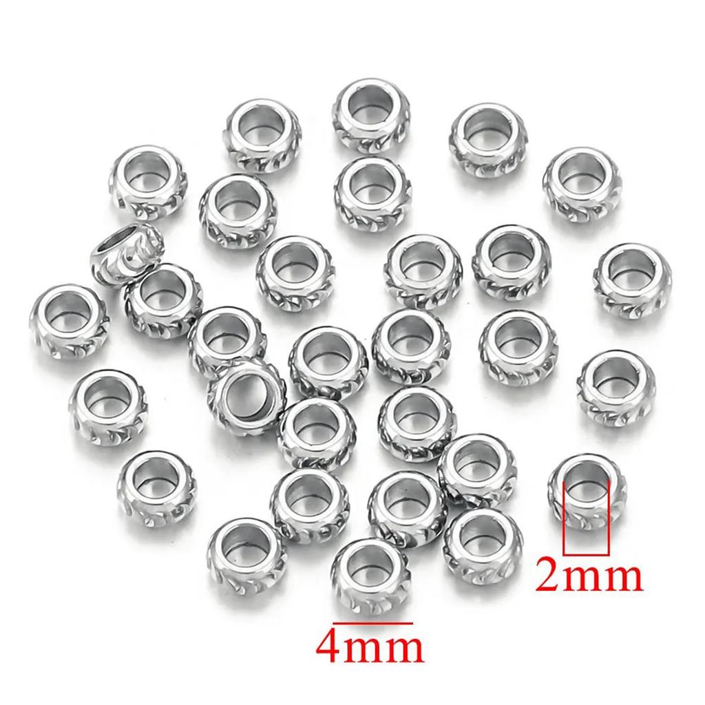 10/20PCS 304 Stainless Steel Beads For DIY Jewelry Making Flat Spacer Beads Round Carved Pattern For Bracelet Diy Jewelry Making