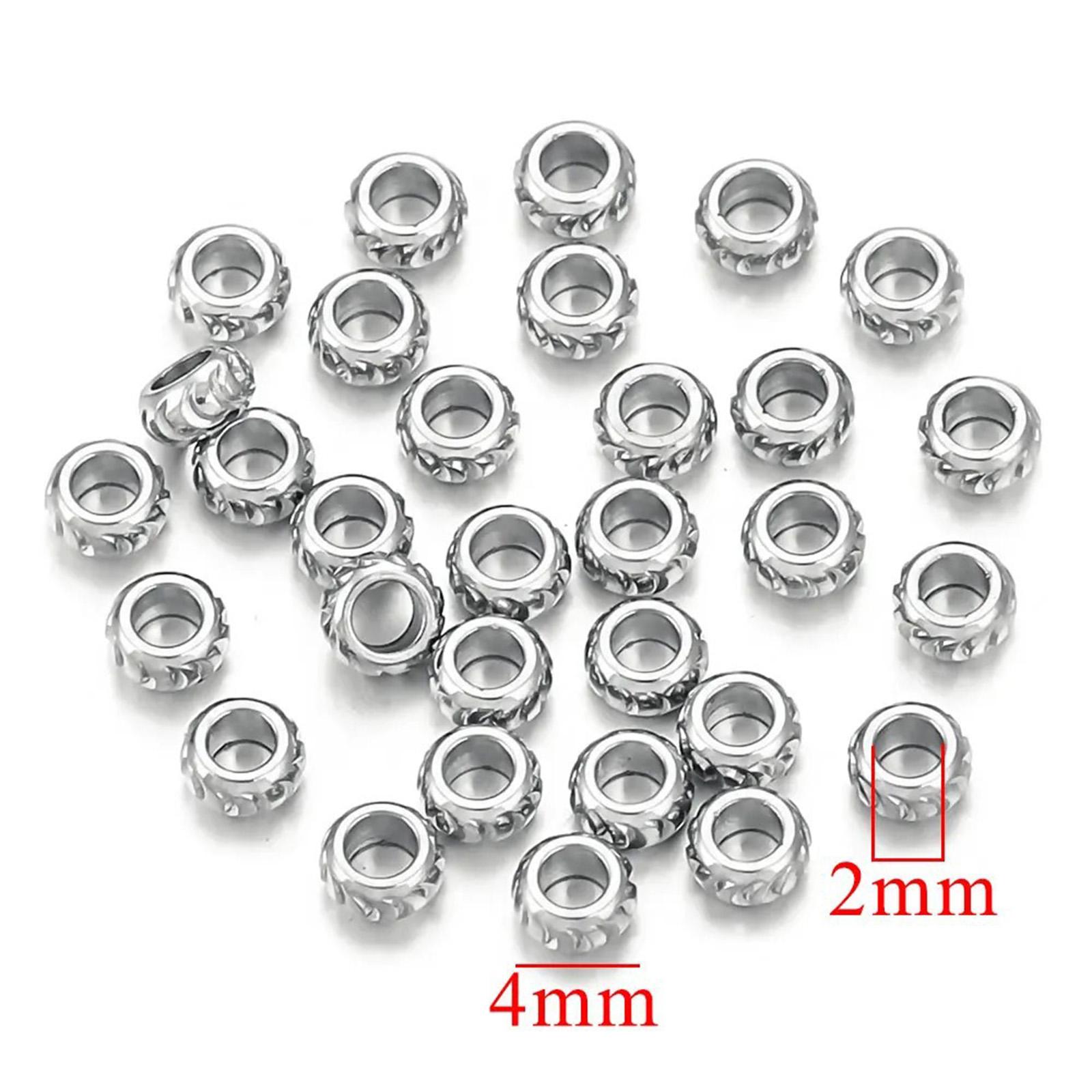 

10/20PCS 304 Stainless Steel Beads For DIY Jewelry Making Flat Spacer Beads Round Carved Pattern For Bracelet Diy Jewelry Making 10PCS