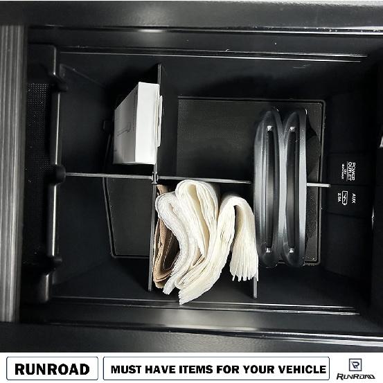 RUNROAD Center Console Organizer Compatible With Honda Pilot (2016-)/ Ridgeline (2017-)/ Passport (-) Accessories, Ert Armrest Dividers ABS Secondary