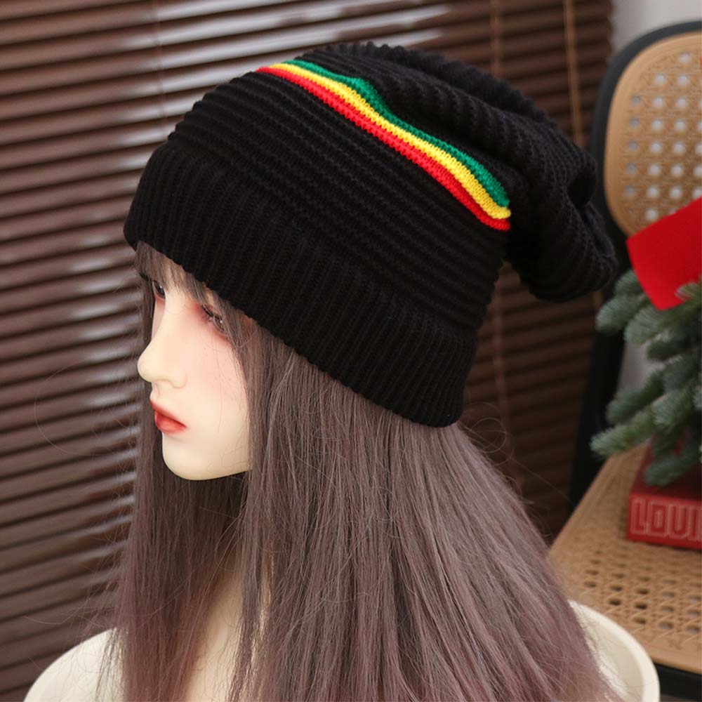 Striped Color Jamaica Knitted Hat Beanies Pullover Skull Caps Weaving Reggae Hat Winter Autumn