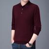 New Men's Business Casual Men's Wool Sweater Solid Color Bottoming Shirt Long-sleeved Sweater Knitted Polo Shirt Men's