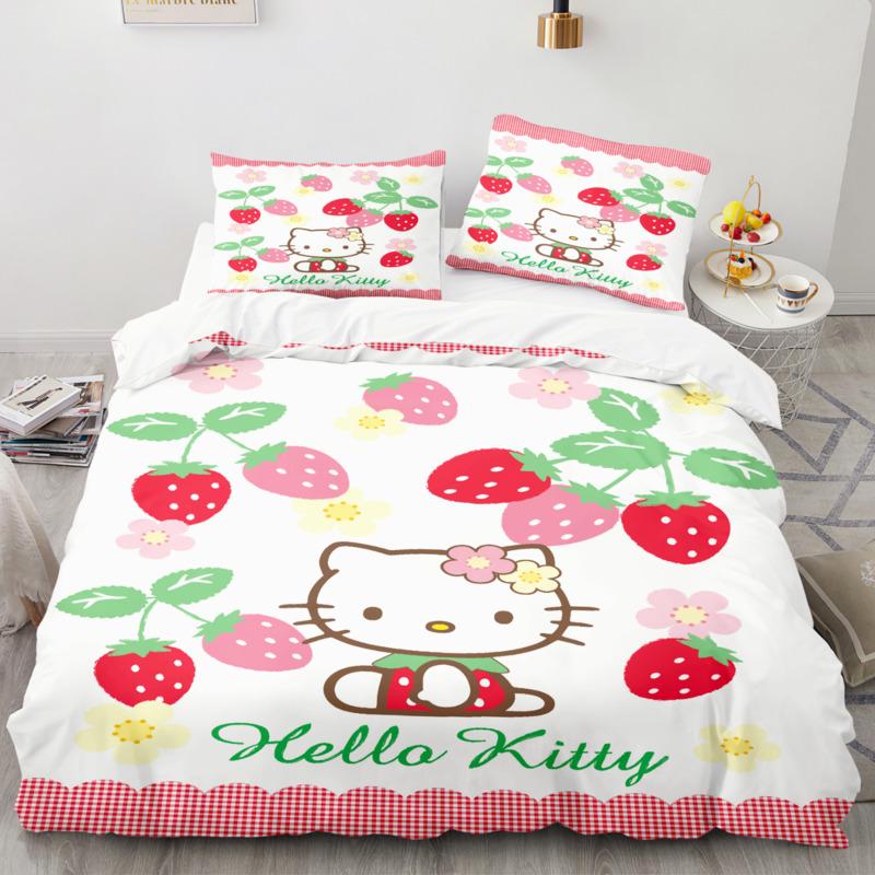 Sanrio Bedding Set Duvet Cover Hello Kitty Children'S Bedroom Decoration Quilt Cover Pillowcases Single Double Multiple Sizes