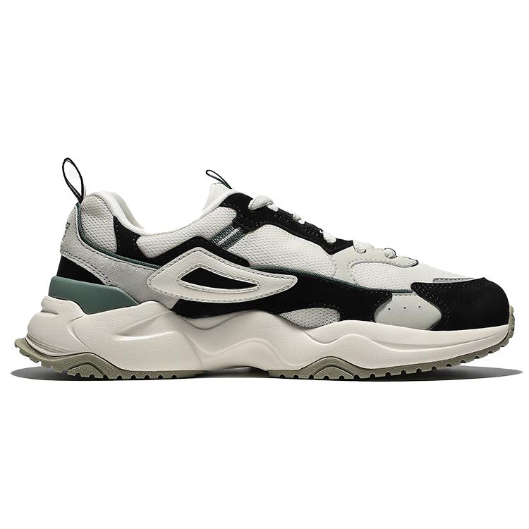 FILA Rayflide Mesh, Pigskin, Polyester, Synthetic Leather Low top Casual Shoes Unisex Green Black Gray Korean Style 1RM02053E_302