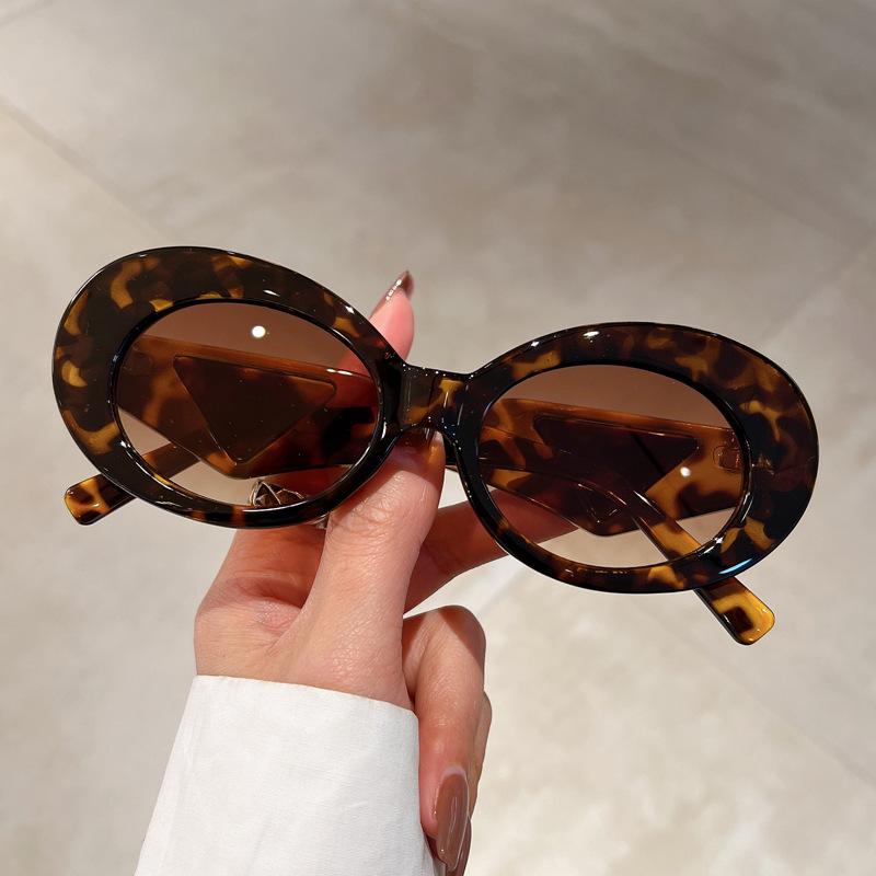 Luxury Brand Designer Oval Cat Eye Sunglasses Women Vintage Fashion Sun Glasses Trending Punk Double Color Sexy Ladies Shades Uv