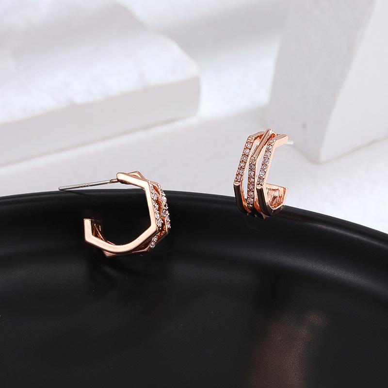 Rose Gold Geometric Women's Earrings: Unique Irregular Shape, Individually Packaged