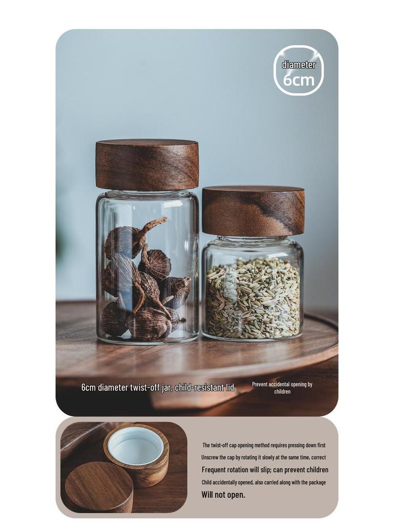 Japanese Glass Storage Jar with Lid for Coffee, Tea, Dried Tangerine Peel, and Grains