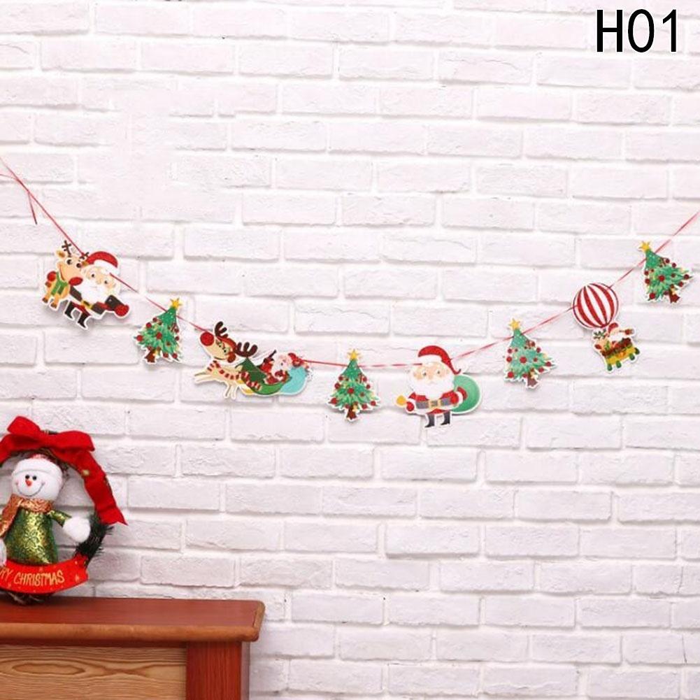 7 Styles New Cartoon Pull Flag Christmas Flag Christmas Decoration Supplies Birthday Wedding Decoration Hanging Flag
