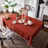 Farmhouse Solid Color Tablecloth Rectangle Cotton Fabric Pompom Tassel Table Cover For Kitchen Dinning Wedding Party Decorations