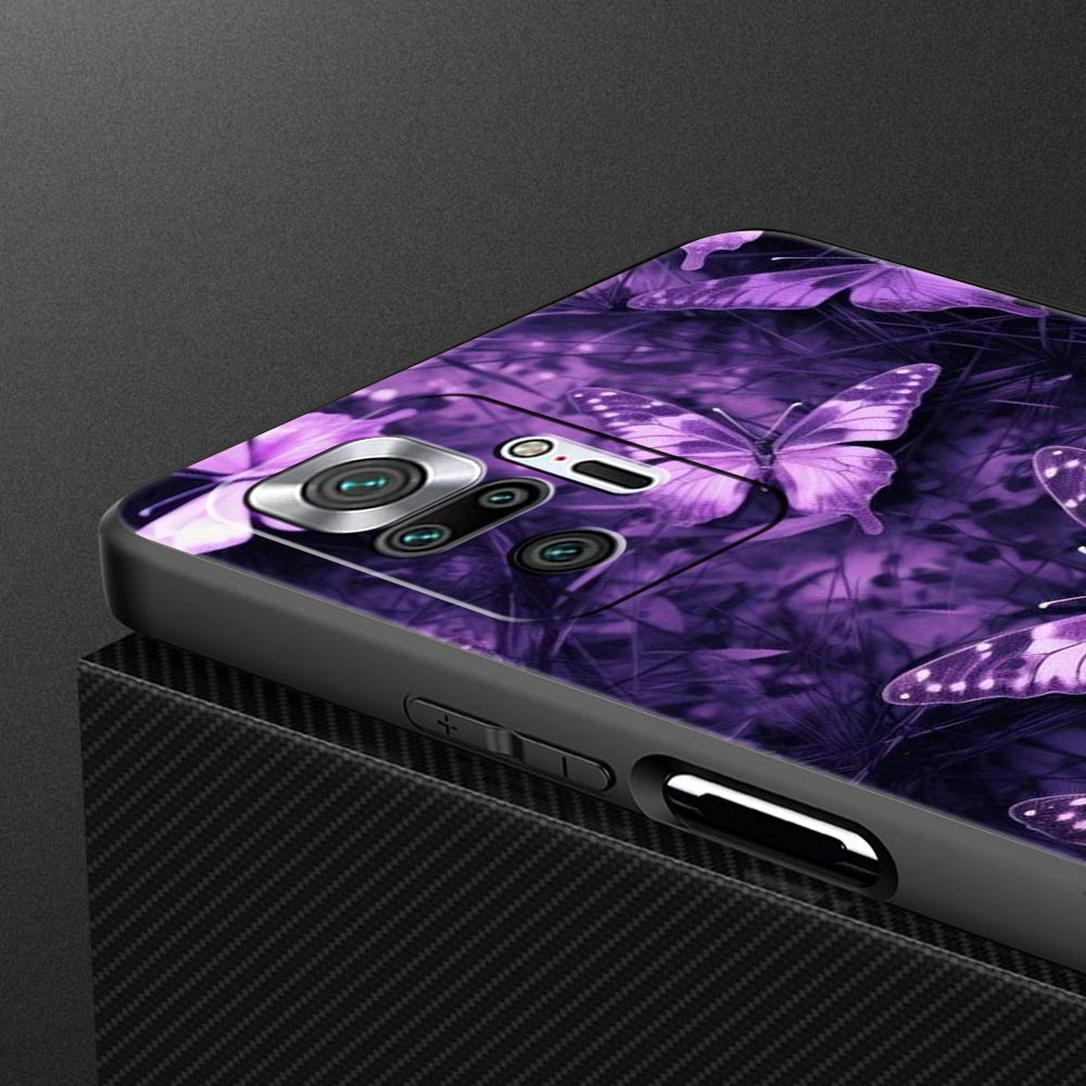 Art Purple Butterfly Phone Case Cover for Redmi 14C 10C Note 15 14 13 12 10 11 K40 Pro Plus 5G Soft TPU Shockproof Shell Fundas