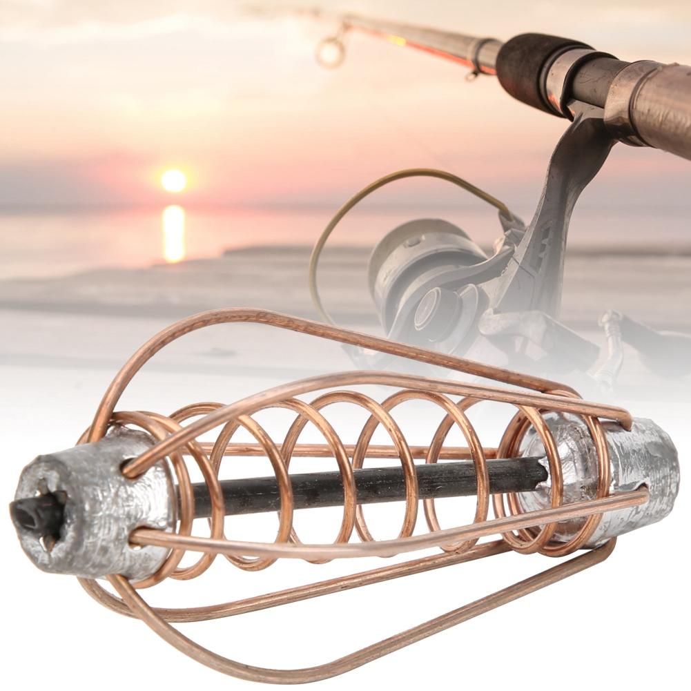 Portable Metal Fishing Feeder Lure Bait Cage Tackle Accessories with Weightcopper Colour 20g(7pcs)