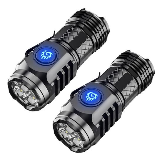 2Pcs Super Power Flashlights with 5 Lighting Modes High Lumens Waterproof Rechargeable Powerful Mini LED Flashlight Emergency Torch