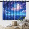 Night Starry Sky Moon Stars Milky Way Blackout Curtains Children'S Bedroom Heat Insulation Noise Reduction Window Drapes 2Pcs