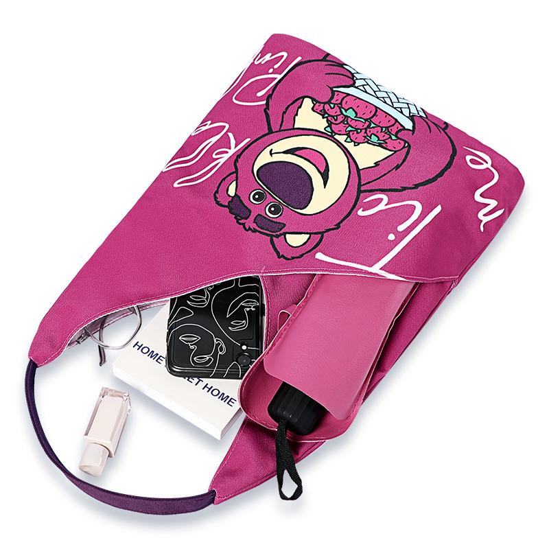 New Disney Lotso Collection Mickey Collection Canvas One Shoulder Handbag, Canvas Bag Regular Unisex Black White/Rose Red DHF23807-LOA