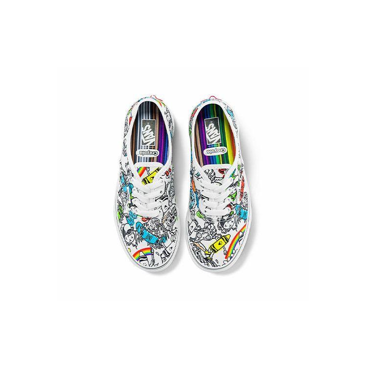Crayola X Vans Authentic Series Casual Graffiti Low-Top Kids Skate Shoes Kids Sneaker White Black VN0A3UIVARE