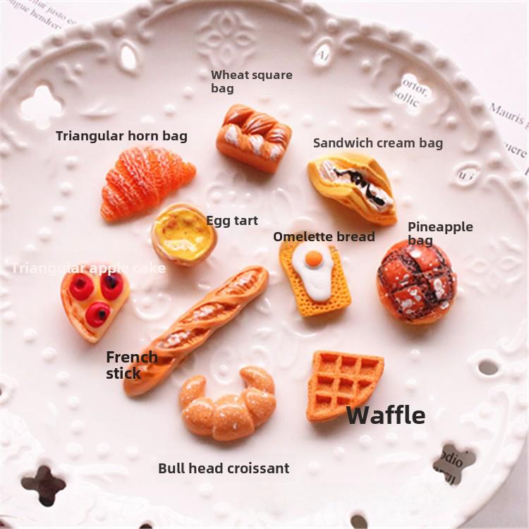 "Handmade Food-Themed Jewelry: Simulated Bread, Egg Tart, and Baguette Phone Accessories, DIY Resin Material"