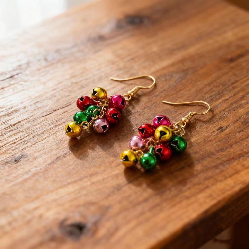 2025 European & American Christmas Series Color Block Bell Classic Women's Party Earrings