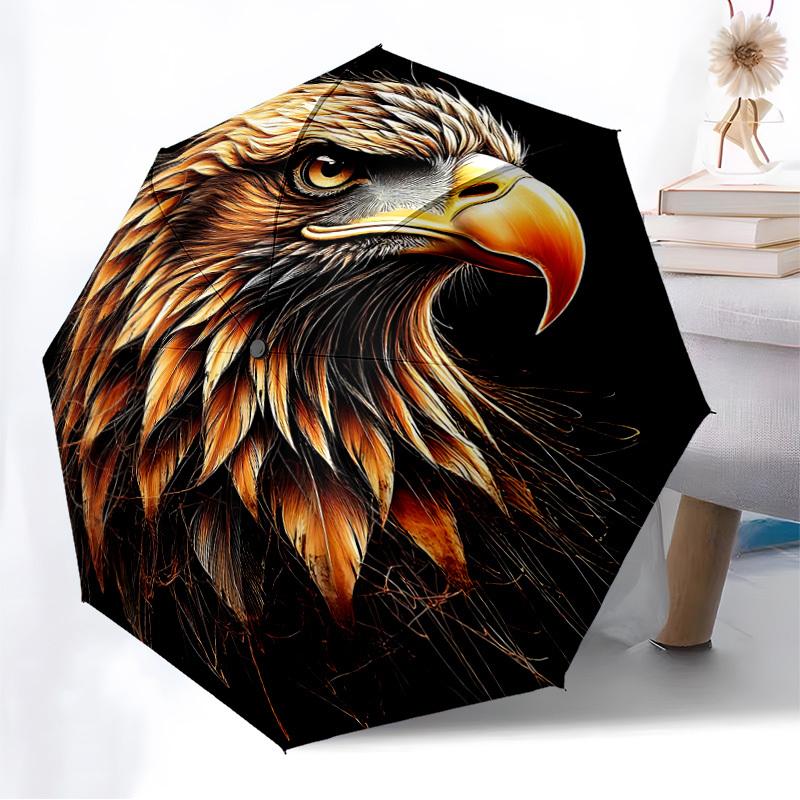 1pc Eagle Head Fashionable Automatic Opening/Closing Folding Umbrella with 8 Iron Bones, Plastic Handle Yy251015075