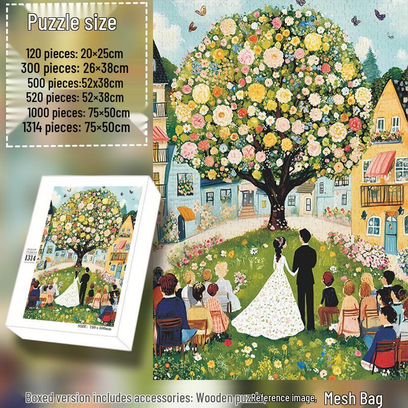 Dream Wedding 1000-Piece Wooden Jigsaw Puzzle – Perfect Stress-Relief Gift for Friends