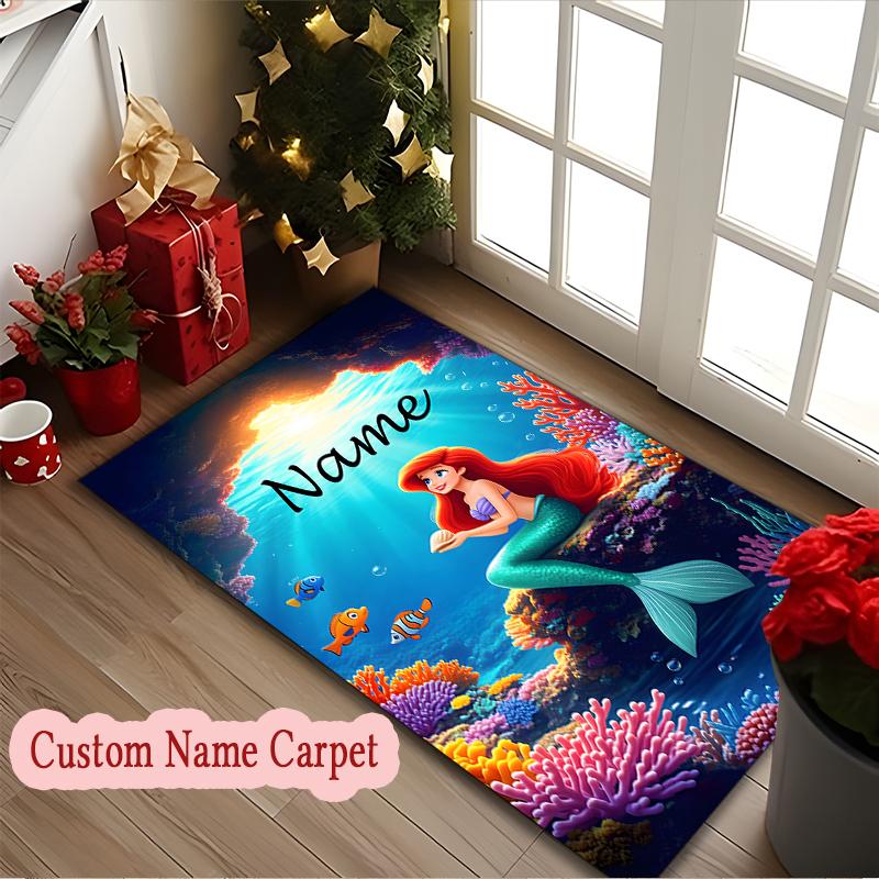 McQueen Area Rug, Customize Text Office Chair Sofa Carpet, Custom Name Floor Mat for Home and Living Spaces