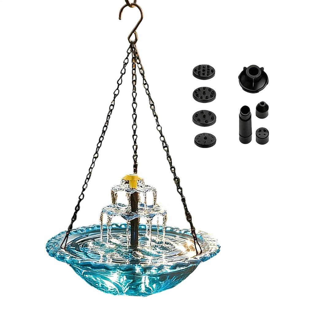 Garden Outdoor Hanging Solar Bird Bath Fountain 3-tier Hummingbirds Decorative Water Pond Decoration Funny Pet Accessories