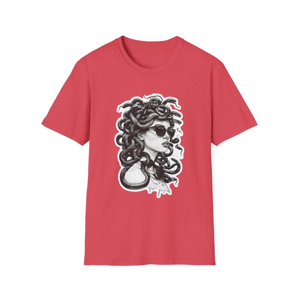Medusa Softstyle T-Shirt Mythologie Grafik-T-Shirt Griechische Mythen Inspiriertes Oberteil Schlangenhaar-Design-Shirt Coole Mythische Kreaturen Kleidung