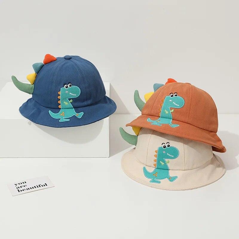Cartoon Dinosaur Baby Fisherman Caps Spring Summer Kids Outdoor Sun Hats For Boy Girl Casual Cute Kids Bucket Hats
