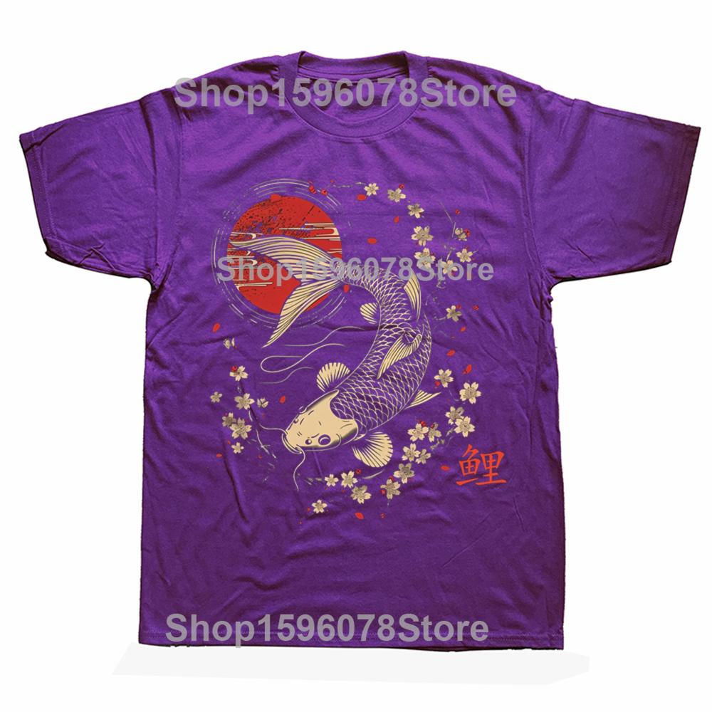

Funny Cherry Blossom Carp Fish Japanese Sakura T Shirts Short Sleeve Gifts Mens Clothing Fashion Casual Loose Oversized T Shirt 4XL